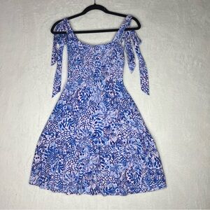Lilly Pulitzer Small Kailua Smocked Dress Blue High Tides Good Vibes
